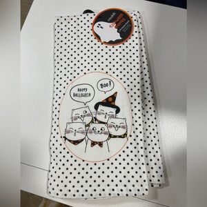 NEW Halloween Cats 🎃🐈‍⬛ 2pk Black & White Polka Dot Kitchen Towels